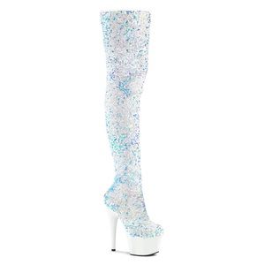 Pleaser Adore 3020 white thigh high boot